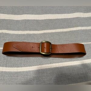 Martina Mori Classic Brown Leather Belt with Brass Buckle